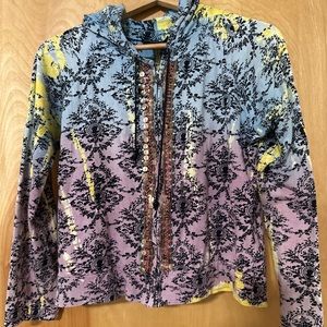 Lola P lightweight Beaded Cotton Hoodie Sz Medium